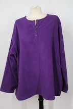 Lands End 3X Purple Henley 1/4 Button Fleece Pullover Top - £22.77 GBP