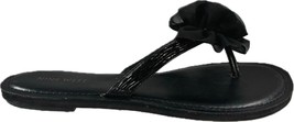 NINE WEST Women&#39;s Black Rose Bead Thong Sandals SZ 7.5 - £16.05 GBP