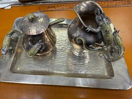 Los Castillo Silverplate Chameleon Coffee Tray, Sugar, and Creamer Set - $6,518.21