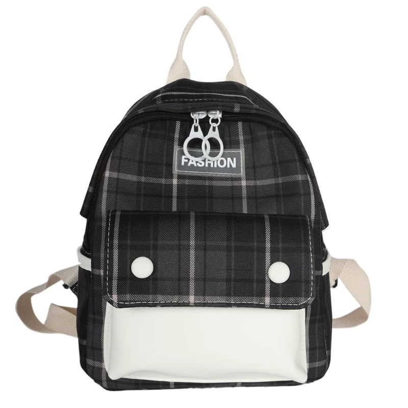 K for girls plaid schoolbag female patchwork backpacks casual lady nylon rucksack woman thumb200