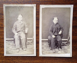 Antique 1860s Civil War Era CDV Card Photographs,Two Brothers in Suits-Same Pose - £11.86 GBP