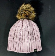 L.L. Bean Pink Pom Pom Beanie Kids Modacrylic Soft Fleece Winter Knit Cap - £16.59 GBP