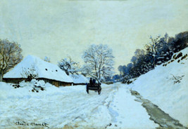 painting Art Con the Snow Covered Road by Claude Monet  Fine Canvas Print Giclee - £11.15 GBP