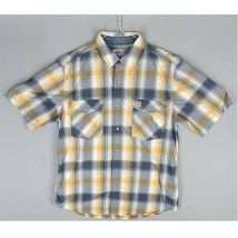Carhartt Men&#39;s Shirt Size L Yellow Gray Button Up Long Sleeve Cotton Rel... - £12.43 GBP