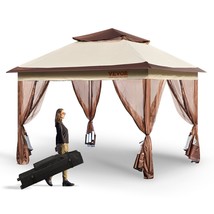 VEVOR Patio Gazebo, 11 x 11 FT Pop up Gazebo for 8-10 Person, with Mosquito Nett - £197.06 GBP