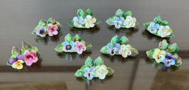 9 Crown Staffordshire Porcelain Fine Bone China Place Card Holders Floral - $79.69