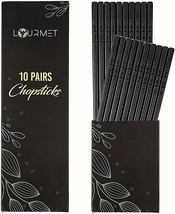 Lourmet 10 Pairs Black Fiberglass Reusable Chopsticks Dishwasher Safe NEW - £9.62 GBP