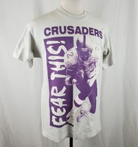 Vintage 90s Crusaders Fear This Football T-Shirt Large Gray Single Stitch 50/50 - $28.99