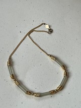 Vintage Biagi Marked Goldtone Chain w Frosted White Barrel Bead Choker Necklace - £10.29 GBP