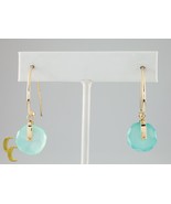 Unico Moderni Color Oro Gancio Orecchini W/Danging Blu Quarzo Ruote - $274.43