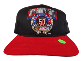 Vintage 1998 Nascar 50th Anniversary Checkered Flag Sports Snapback Hat Cap - £13.82 GBP