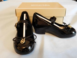 Shoes Michael Kors Girls Black Patent Ella Mimi Bow Buckle Strap Sz 8M Nib (C) - £31.16 GBP