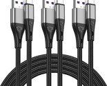 Usb Type C Cable Fast Charging,3Pack 10Ft Premium Nylon Braided 3A Rapid... - £15.13 GBP