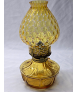 Vintage FOSTORIA 9.75&quot; Courting Oil Lamp COIN GLASS AMBER With Globe And... - $824.96 MXN