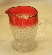 Diamond Point Cranberry Milk Creamer Indiana Glass - $16.82