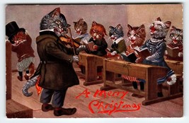A Mewsical Party Kittens Dressed Cats Musician Postcard Tuck Christmas A. Thiele - £42.22 GBP