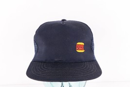 Vintage 90s Burger King Spell Out Mesh Trucker Hat Cap Snapback Navy Blue USA - £27.21 GBP