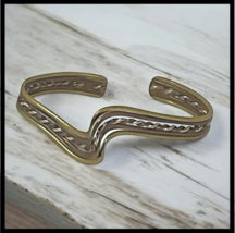 Vintage 5 Band Mixed Metal Wave Cuff Bracelet Copper Brass Silver Wavy Bracelet image 11