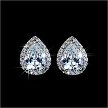 Platium Plated Sparkling Austrian Crystal and Rhinestone Water Drop Stud Earring