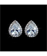 Platium Plated Sparkling Austrian Crystal and Rhinestone Water Drop Stud... - £40.05 GBP