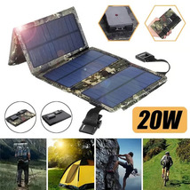 20W Foldable Solar Panel Charger - Waterproof, USB-Compatible, Portable Power - £37.67 GBP