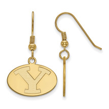 SS w/GP Brigham Young University Small Disc Logo Dangle Earrings - £59.76 GBP