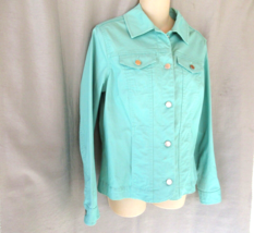 Croft &amp; Barrow jacket shacket button up banded Small green unlined pockets - $17.59