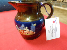 Beautiful Vintage Porcelain Copper Lustre PITCHER.with Handpainted Band.... - $16.83