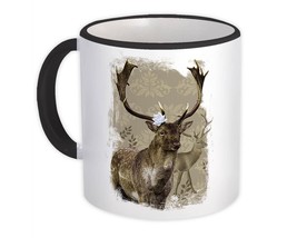 Deer Realistic Painting : Gift Mug Lotus Flower Deers Wild Animals Forest Arabes - $15.90