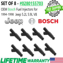 OEM Bosch x8 Fuel Injectors for 1994-1998 Jeep Grand Cherokee V8 #0280155703 - $150.47
