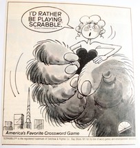 1983 Scrabble Ad I&#39;d Rather Be Playing Scrabble A Woman and a Gorilla - £6.31 GBP