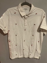 BONOBOS WATERMELON Polo Shirt-White Slim Fit Cotton Short Sleeve EUC XLarge - $14.36