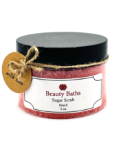 Peach Sugar Scrub Exfoliating Body Scrub Handmade gift for her sugar bat... - $9.45