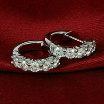 2Ct Round Cut Real Moissanite Huggie Hoop Women Earrings 925 Sterling silver - £79.83 GBP