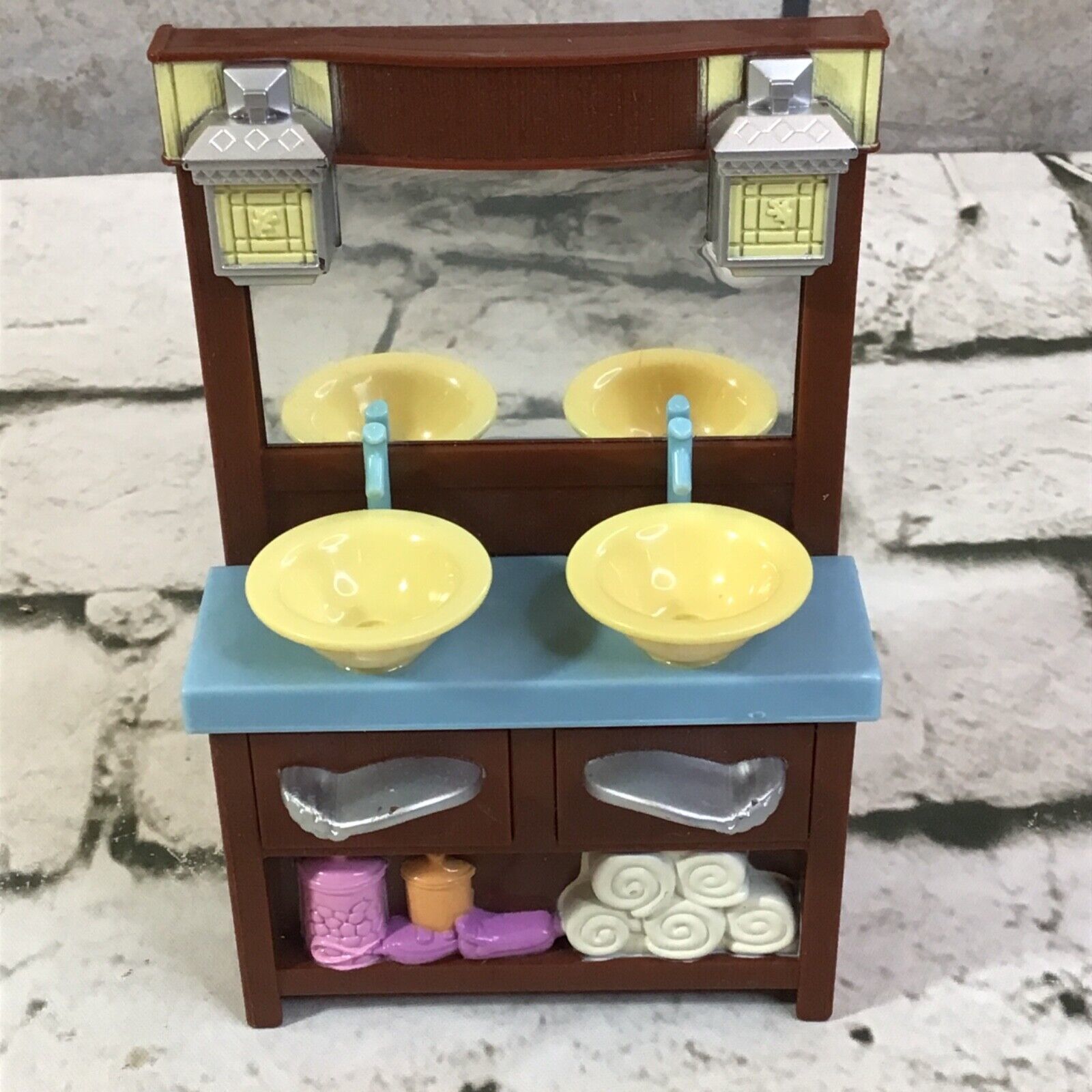 Primary image for Fisher Price Loving Family Bathroom Double Sink Vanity Mirror Dollhouse 2008