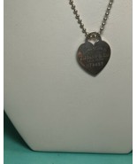 Return to Tiffany Large Heart Tag Pendant Charm 34" Big 2mm Bead Ball Necklace 2 - £257.19 GBP