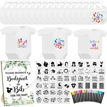 Chuarry 128 Pcs Diy Baby Shower Game Gift, Include 30 White Bibs 27 Baby - $76.99