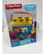 Baby&#39;s First Blocks Infant Toy by Fisher Price Storage Bucket 10 Blocks 6M+ - £7.77 GBP