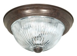 NUVO SF76/608 Three Light Flush Mount Old Bronze/Clear Ribbed Glass - $53.34