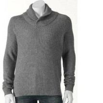 Mens Sweater Marc Anthony Gray Shawl Cable Knit Wool Blend Slim $85-sz 2XL - £33.52 GBP