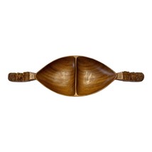 Vintage Emesco Hand Carved Wooden Tiki Double Bowl Hawaii 22 Inch - $758.01 MXN