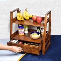 Premium Versatile Organizer with Drawer Kitchen Storage Rack Shelf Wooden - $362.78