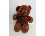 Vintage Teddy Bear Plush Stuffed Animal Dark Brown Plastic Eyes Nose 15&quot; - £26.17 GBP