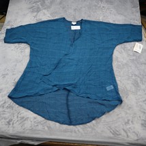 Lula Roe Sweater Womens M Blue Lindsay Heathered Drape Front Cardigan V-Neck - £18.13 GBP