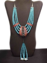 Vintage Native American Turquoise &amp; Spiny Oyster Heishi Ceremonial Necklace - £1,100.11 GBP