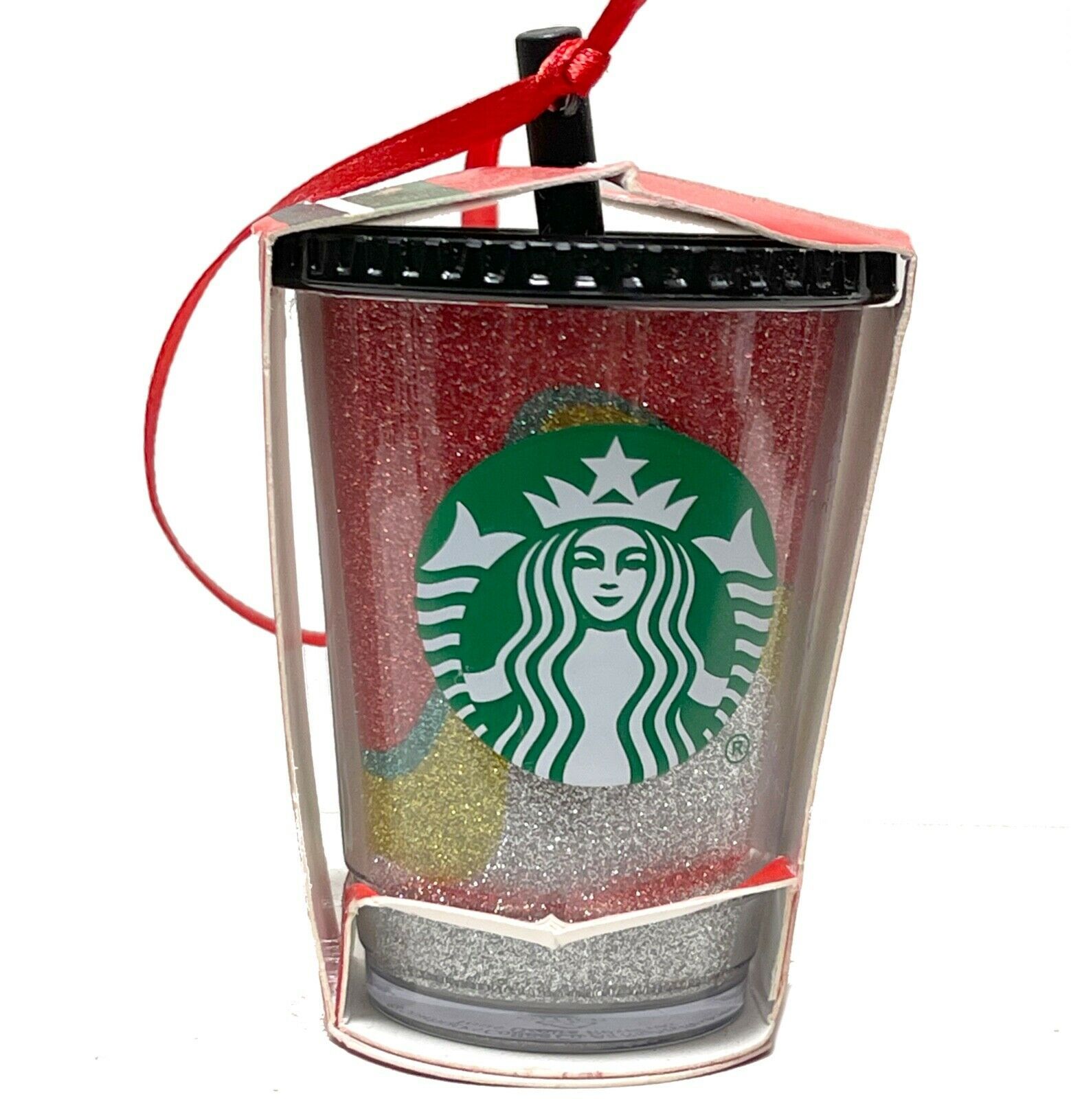 Primary image for Starbucks Gold Red Wave Glitter Siren Acrylic Ornament Coffee Straw Tumbler 2018