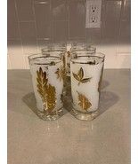 Vintage Libbey Frosted Gold Leaf 12oz Water/Tea Glasses SET OF 7 GLASSES... - £30.36 GBP