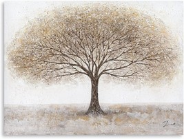 Canvas Wall Art 3D Bling Gold Tree for Living Room Canvas Abstract Trees 32X24 - £37.59 GBP