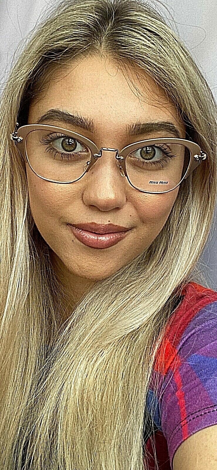New Miu Miu VMU 53O  50mm Gold Cat Eye Oversized Women's Eyeglasses Frame Item image 5