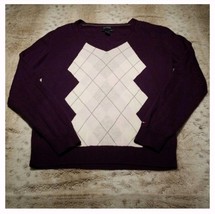 Tommy Hilfiger Purple 100% Pima Cotton Purple Argyle  Sweater Size M - £15.76 GBP
